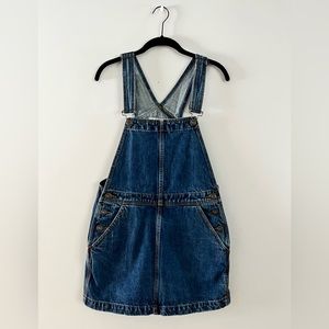Free People Mini Denim Overall Jumper Dress Size 26